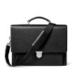 Aspinal of London City Leather Briefcase in navy pebble