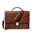 Aspinal of London City Leather Briefcase in tobacco pebble